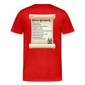 Kölsches Grundgesetz - Männer Premium Bio T-Shirt - Rot - Hinten - Damien (186cm)