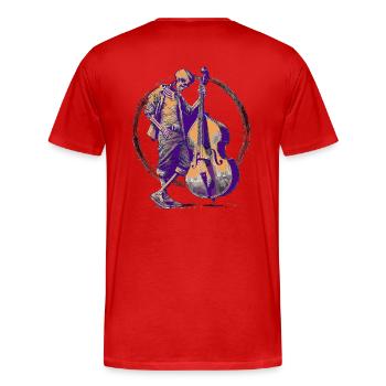 contrebasse Flatguy - T-shirt bio Premium Homme - rouge - Dos - Damien (186cm)