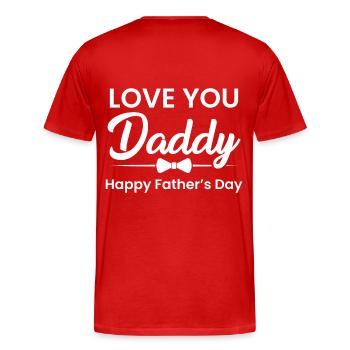 Bonne fête des pères - T-shirt bio Premium Homme - rouge - Dos - Damien (186cm)
