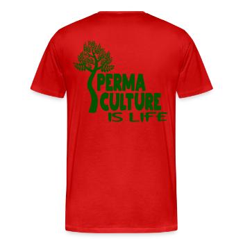 Permaculture Is Life - Men's Premium Organic T-Shirt - red - Back - Damien (186cm)