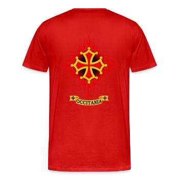 Occitania flaming - Men's Premium Organic T-Shirt - red - Back - Damien (186cm)