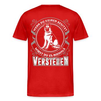Deutscher Schäferhund - Männer Premium Bio T-Shirt - Rot - Hinten - Damien (186cm)