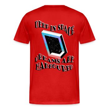 Penrose shape graphic design quote - Men's Premium Organic T-Shirt - red - Back - Damien (186cm)