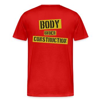 Body under Construction - Männer Premium Bio T-Shirt - Rot - Hinten - Damien (186cm)