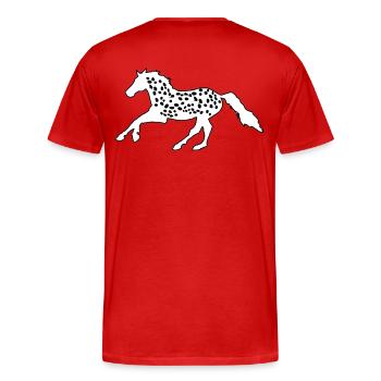 Knabstrupper, Appaloosa, Noriker, Tigerschecke - Men's Premium Organic T-Shirt - red - Back - Damien (186cm)