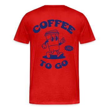 Coffee To Go Illustration Retro Rücken Logo 2023 - Männer Premium Bio T-Shirt - Rot - Hinten - Damien (186cm)