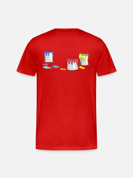 Bunte Farbeimer Maler Berufe Arbeit Job Pinsel - Männer Premium Bio T-Shirt - Rot