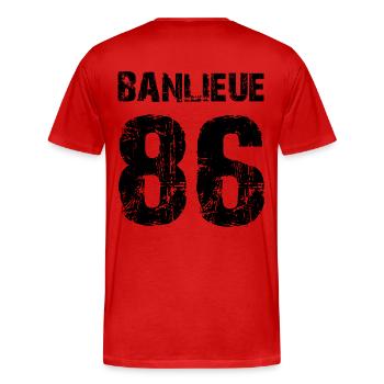 banlieue 86 - T-shirt bio Premium Homme - rouge - Dos - Damien (186cm)