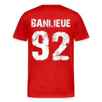 banlieue 92 - T-shirt bio Premium Homme - rouge - Dos - Damien (186cm)