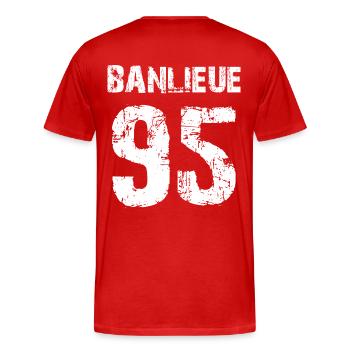 banlieue 95 - T-shirt bio Premium Homme - rouge - Dos - Damien (186cm)