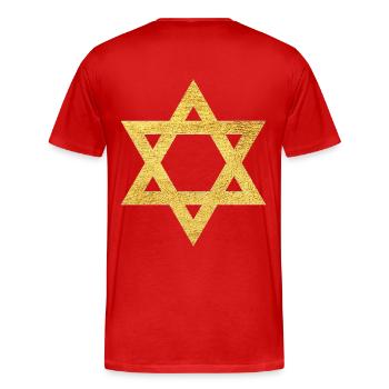 Étoile de la foi de David symbole de protection - T-shirt bio Premium Homme - rouge - Dos - Damien (186cm)
