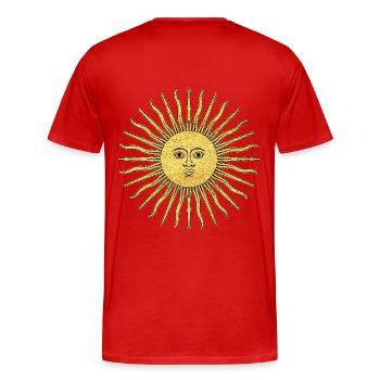 Spirituelles Symbol der Erleuchtung Sonne - Männer Premium Bio T-Shirt - Rot - Hinten - Damien (186cm)