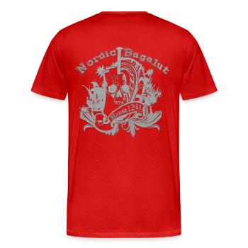 Nordic Bagalut - Männer Premium Bio T-Shirt - Rot - Hinten - Damien (186cm)