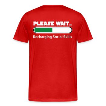 Introvert Recharging Social Skills - Dark BG - Men's Premium Organic T-Shirt - red - Back - Damien (186cm)