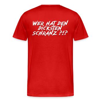 Qui a le Schranz le plus épais ?!? - T-shirt bio Premium Homme - rouge - Dos - Damien (186cm)