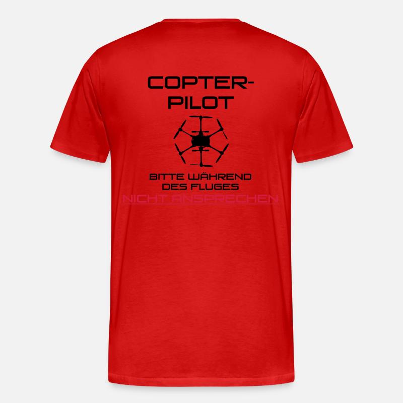 Hinweis Copter-Pilot - Männer Premium Bio T-Shirt - Rot