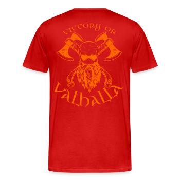 Victory or Valhalla - Männer Premium Bio T-Shirt - Rot - Hinten - Damien (186cm)
