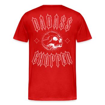 BADASS CHOPPER - Männer Premium Bio T-Shirt - Rot - Hinten - Damien (186cm)