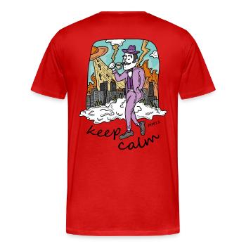 keep calm - Men's Premium Organic T-Shirt - red - Back - Damien (186cm)