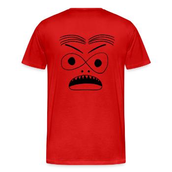 Andreas (#5 de la collection Weska Face) - T-shirt bio Premium Homme - rouge - Dos - Damien (186cm)
