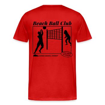 Beach Ball Club Retour Imprimer Illustration Rétro - T-shirt bio Premium Homme - rouge - Dos - Damien (186cm)