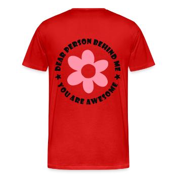 Liebe Person hinter mir, Du bist toll - Männer Premium Bio T-Shirt - Rot - Hinten - Damien (186cm)