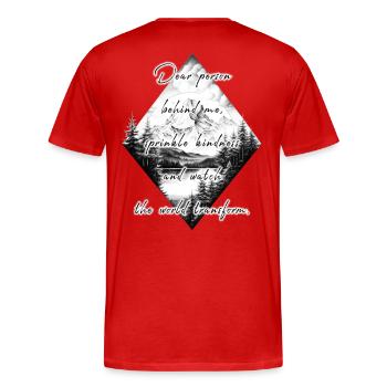 Saying for the Person Behind You Goodness Changed - Men's Premium Organic T-Shirt - red - Back - Damien (186cm)