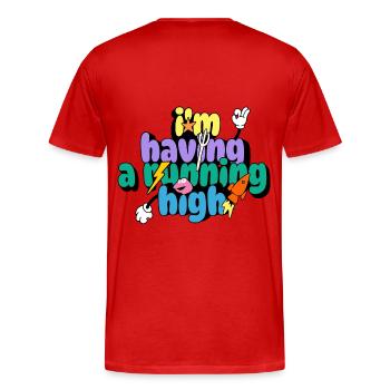 Running high - Männer Premium Bio T-Shirt - Rot - Hinten - Damien (186cm)
