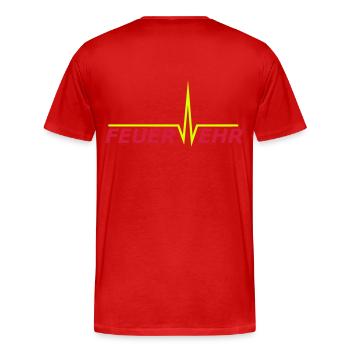 Feuerwehr Schriftzug - Männer Premium Bio T-Shirt - Rot - Hinten - Damien (186cm)