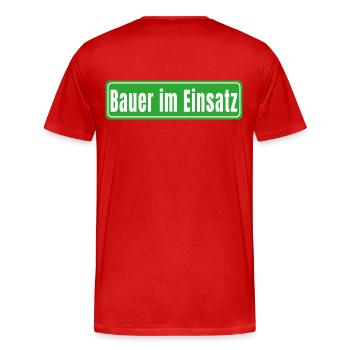 Bauer im Einsatz - Männer Premium Bio T-Shirt - Rot - Hinten - Damien (186cm)