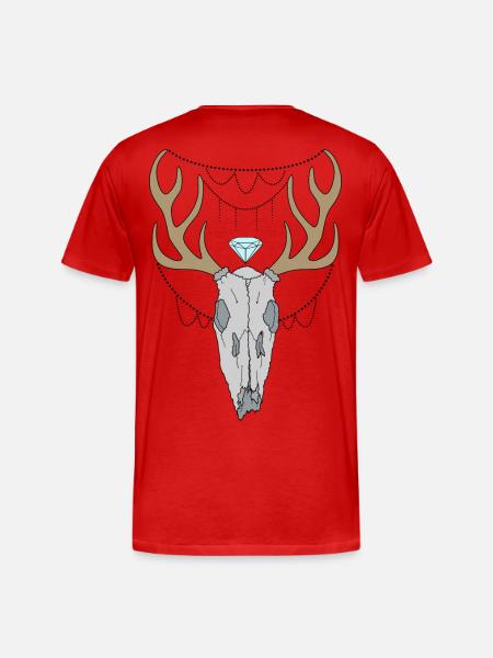 Hirschgeweih Schädel - Männer Premium Bio T-Shirt - Rot