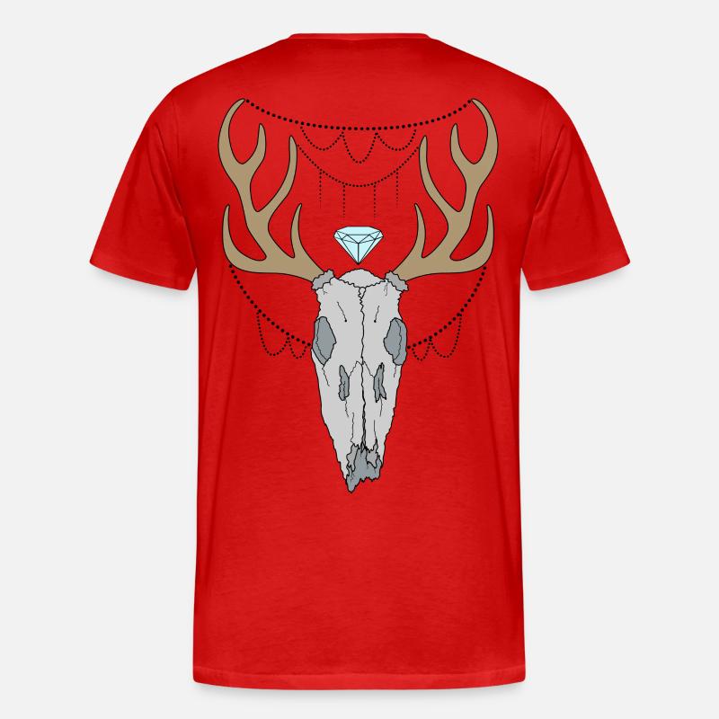 Hirschgeweih Schädel - Männer Premium Bio T-Shirt - Rot