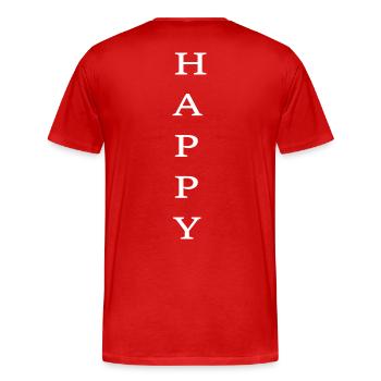Happy ! Was sonst? ...also trage es nach außen! - Männer Premium Bio T-Shirt - Rot - Hinten - Damien (186cm)