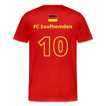 Funny Shirt - Top - FC Saufhemden - Männer Premium Bio T-Shirt - Rot - Hinten - Damien (186cm)