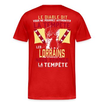 Tempête Lorrains - T-shirt bio Premium Homme - rouge - Dos - Damien (186cm)