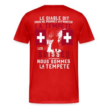 Tempête Suisses - T-shirt bio Premium Homme - rouge - Dos - Damien (186cm)