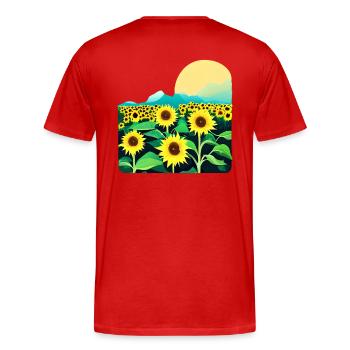 Soleil Champ de tournesol Soleil - T-shirt bio Premium Homme - rouge - Dos - Damien (186cm)