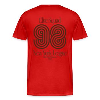 Elite Squad 98 – New York League Retro Streetwear - Männer Premium Bio T-Shirt - Rot - Hinten - Damien (186cm)