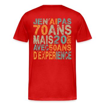 70 ans, anniversaire 70 ans - T-shirt bio Premium Homme - rouge - Dos - Damien (186cm)