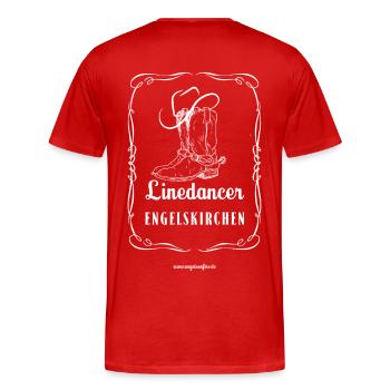 Linedancer Engelskirchen Old Time Linedance Shirt - Männer Premium Bio T-Shirt - Rot - Hinten - Damien (186cm)
