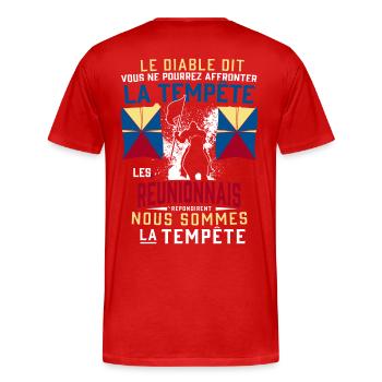 Réunionnais Tempête - T-shirt bio Premium Homme - rouge - Dos - Damien (186cm)
