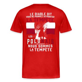 Tempête Polonais - T-shirt bio Premium Homme - rouge - Dos - Damien (186cm)