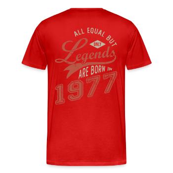 LEGEND ARE BORN IN 1977 birthday gift 44 years - Men's Premium Organic T-Shirt - red - Back - Damien (186cm)