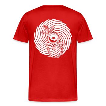 gecko speaker plug jack tekno 23 background - Männer Premium Bio T-Shirt - Rot - Hinten - Damien (186cm)