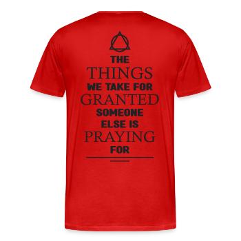 The things we take for granted - Men's Premium Organic T-Shirt - red - Back - Damien (186cm)