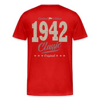LIMITED EDITION 1942 Geburtstagsgeschenk 79 Jahre - Männer Premium Bio T-Shirt - Rot - Hinten - Damien (186cm)