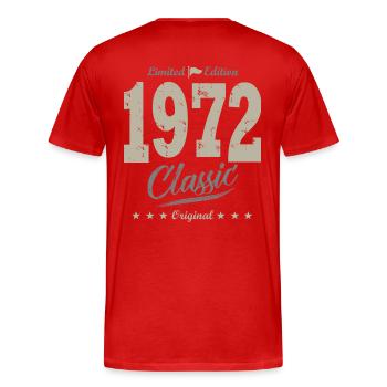 Born in 1972 Vintage gift birthday 51 years - Men's Premium Organic T-Shirt - red - Back - Damien (186cm)