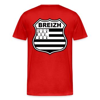 breizh Bretagne - Männer Premium Bio T-Shirt - Rot - Hinten - Damien (186cm)
