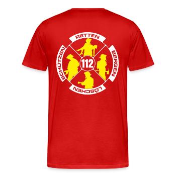 Feuerwehr Retten Löschen Bergen Schützen - Männer Premium Bio T-Shirt - Rot - Hinten - Damien (186cm)