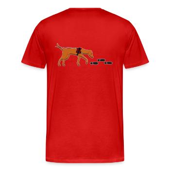 Mantrailing Vizsla - Männer Premium Bio T-Shirt - Rot - Hinten - Damien (186cm)